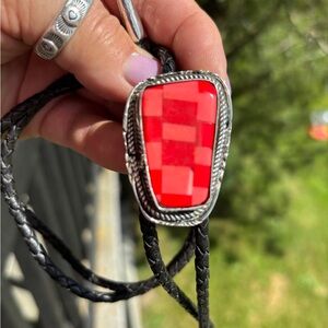 Red Stone Bolo Tie Necklace - Women's Jewelry